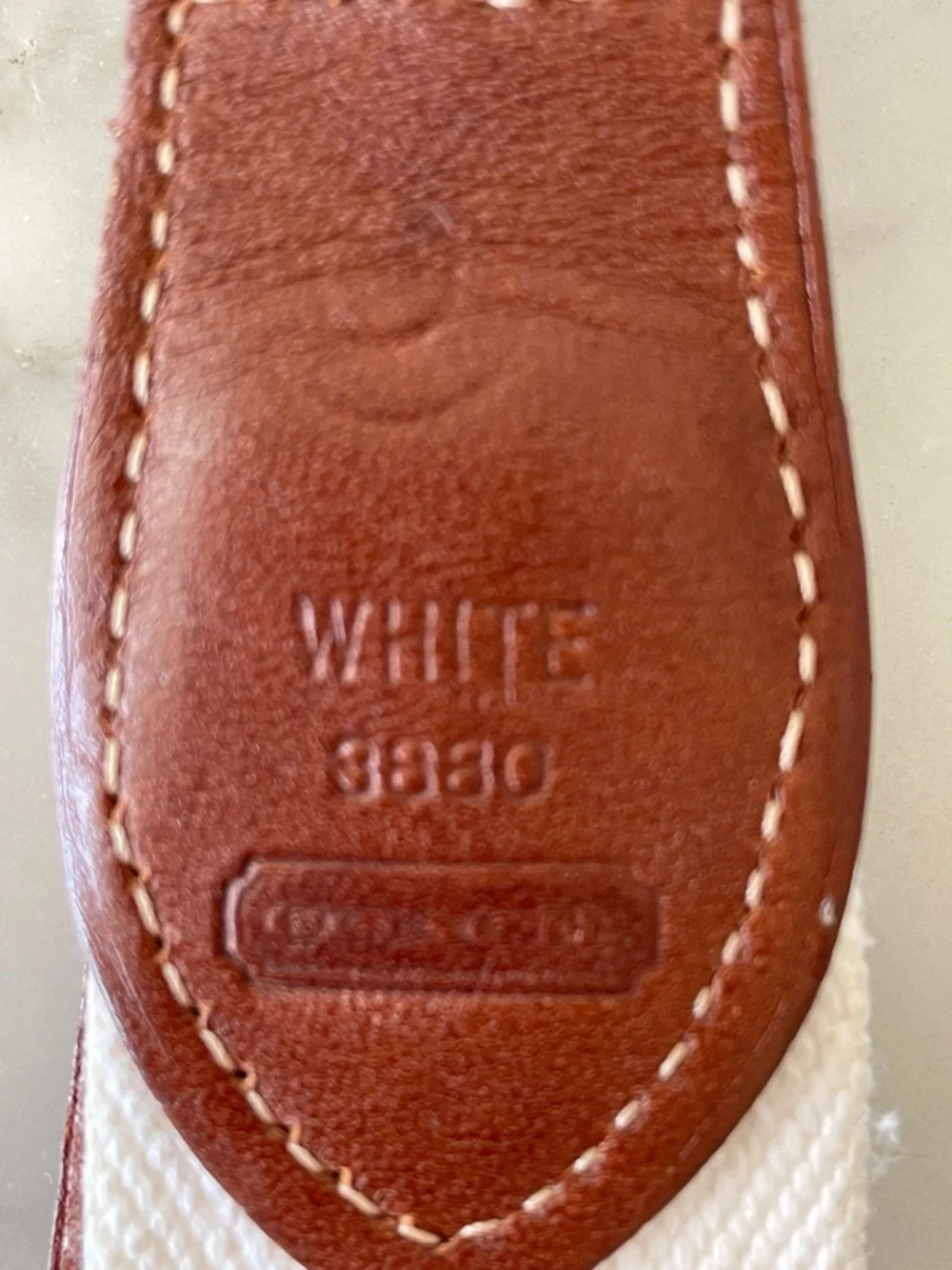 COACH Cream Canvas Belt Vintage Brown Leather Gold-Tone Buckle 36
